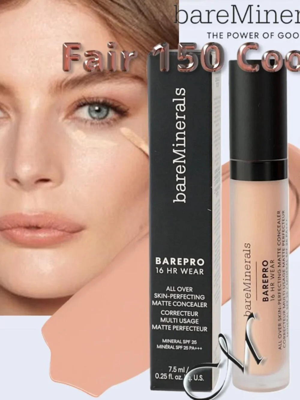 bareMinerals BAREPRO 16 Hr Wear All-Over Matte Concealer SPF 25 ~ Fair 150 Cool